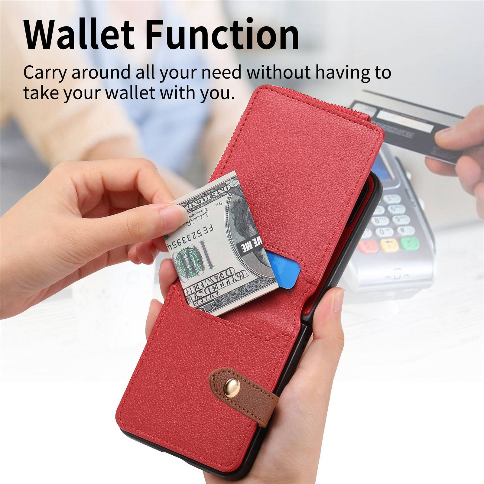 Wallet Function  
Carry around all your need without having to take your wallet with you.