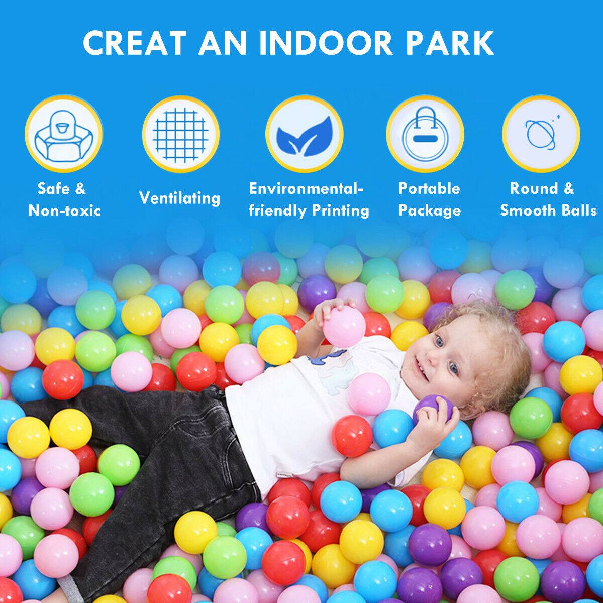 CREAT AN INDOOR PARK
Safe & Non-toxic
Ventilating
Environmental-friendly Printing
Portable Package
Round & Smooth Balls