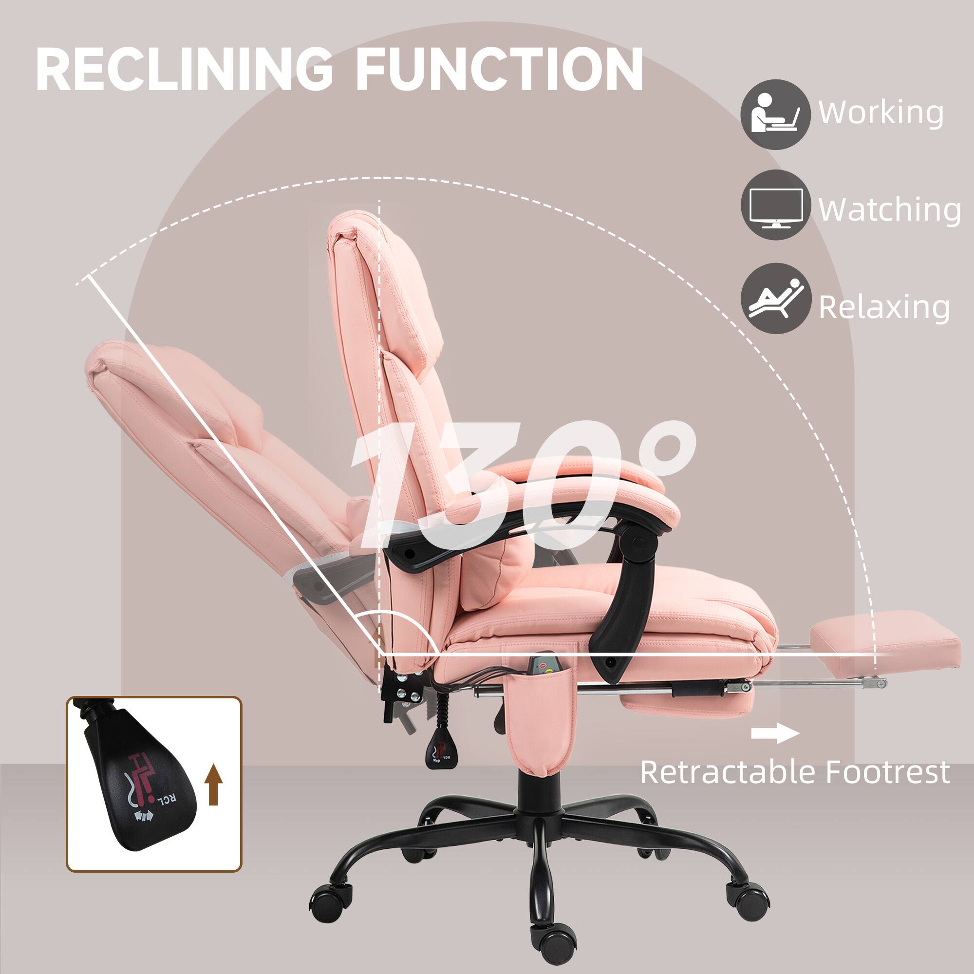RECLINING FUNCTION, Working, Watching, Relaxing, 130° RCL, Retractable Footrest