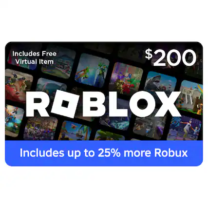 Includes Free $200 Virtual Item ROBLOX Includes up to 25% more Robux