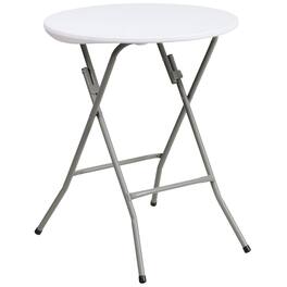 Emma + Oliver - 2-Foot Round Plastic Folding Table - Granite White