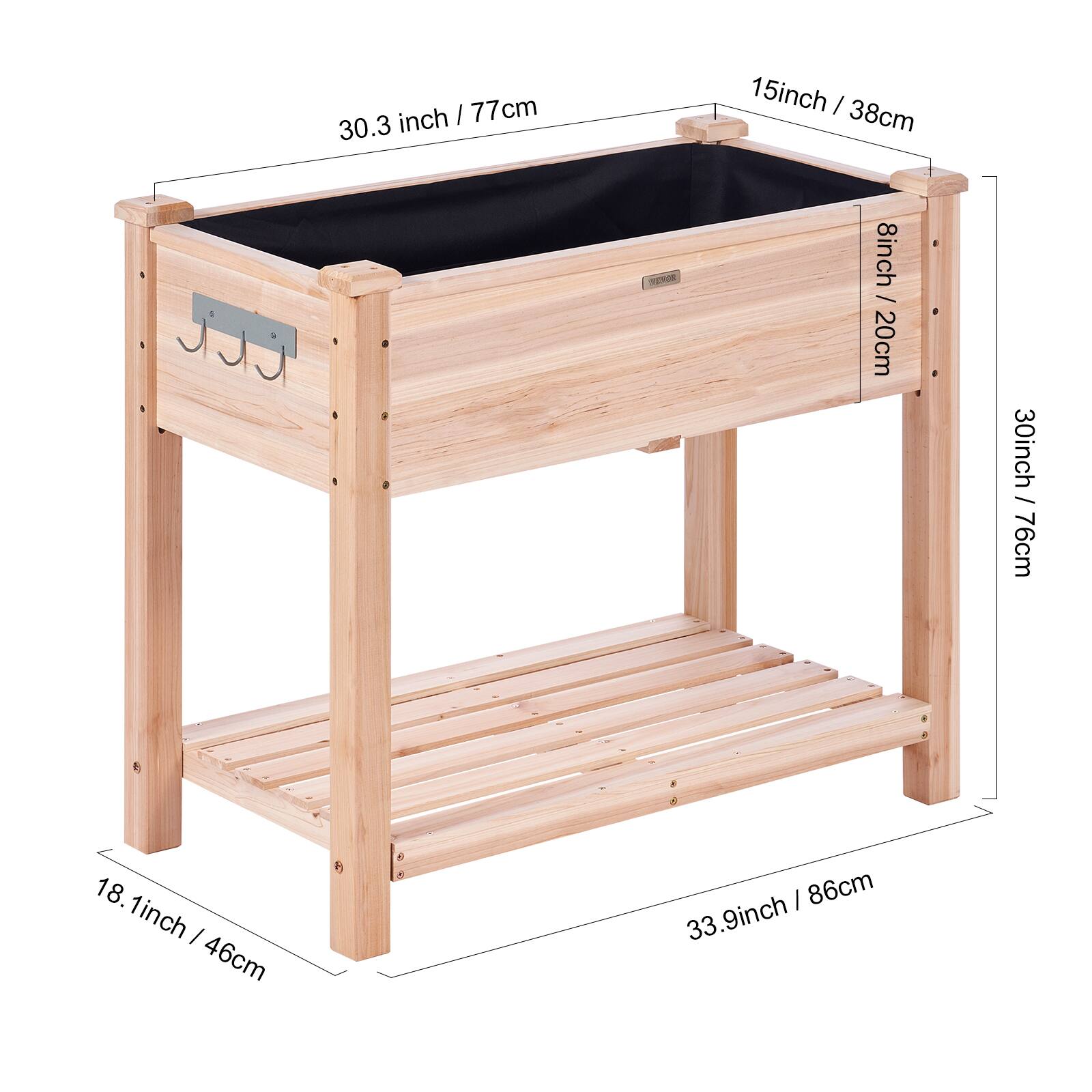 30.3 inch / 77cm  
15 inch / 38cm  
8 inch / 20cm  
30 inch / 76cm  
18.1 inch / 46cm  
33.9 inch / 86cm