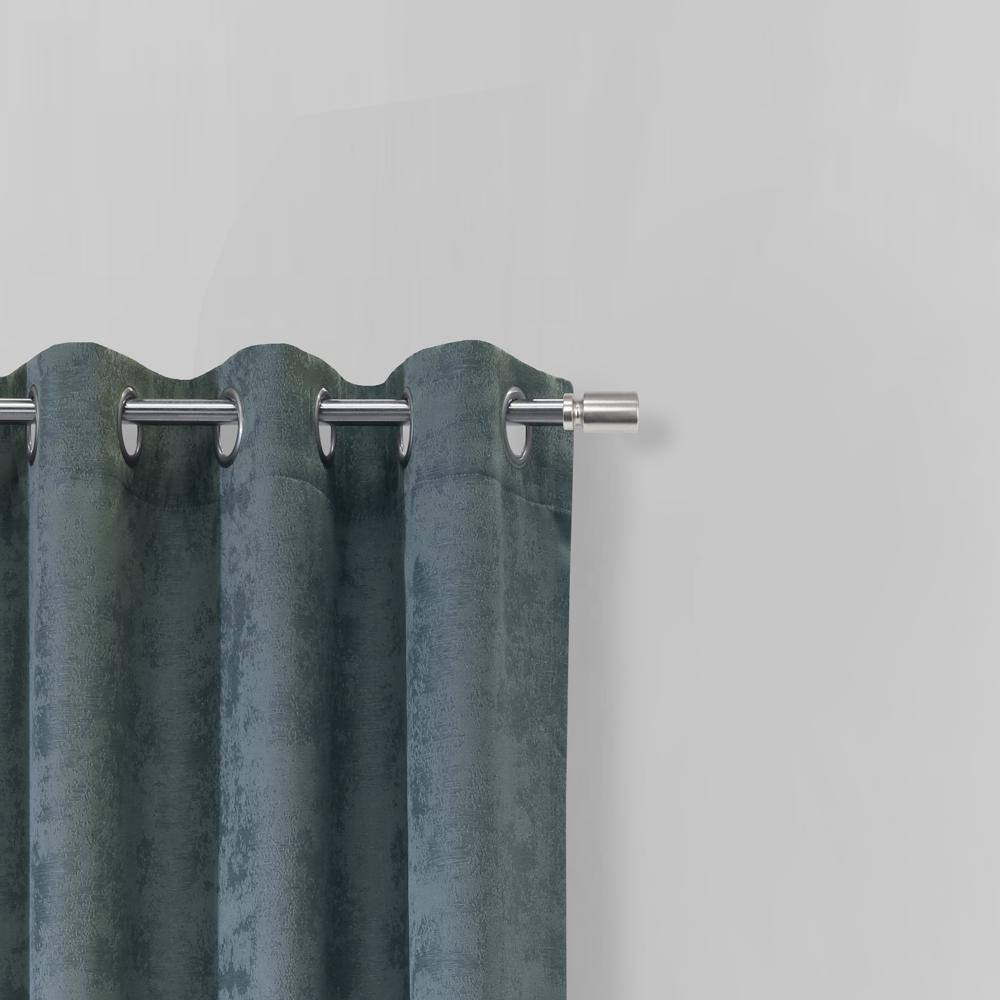 Left. Commonwealth Home Fashions - Habitat Portland Light Filtering Window Treatment Grommet Curtain Panel for Bedroom Livingroom 52" x 108" Steel Blue - Steel Blue.