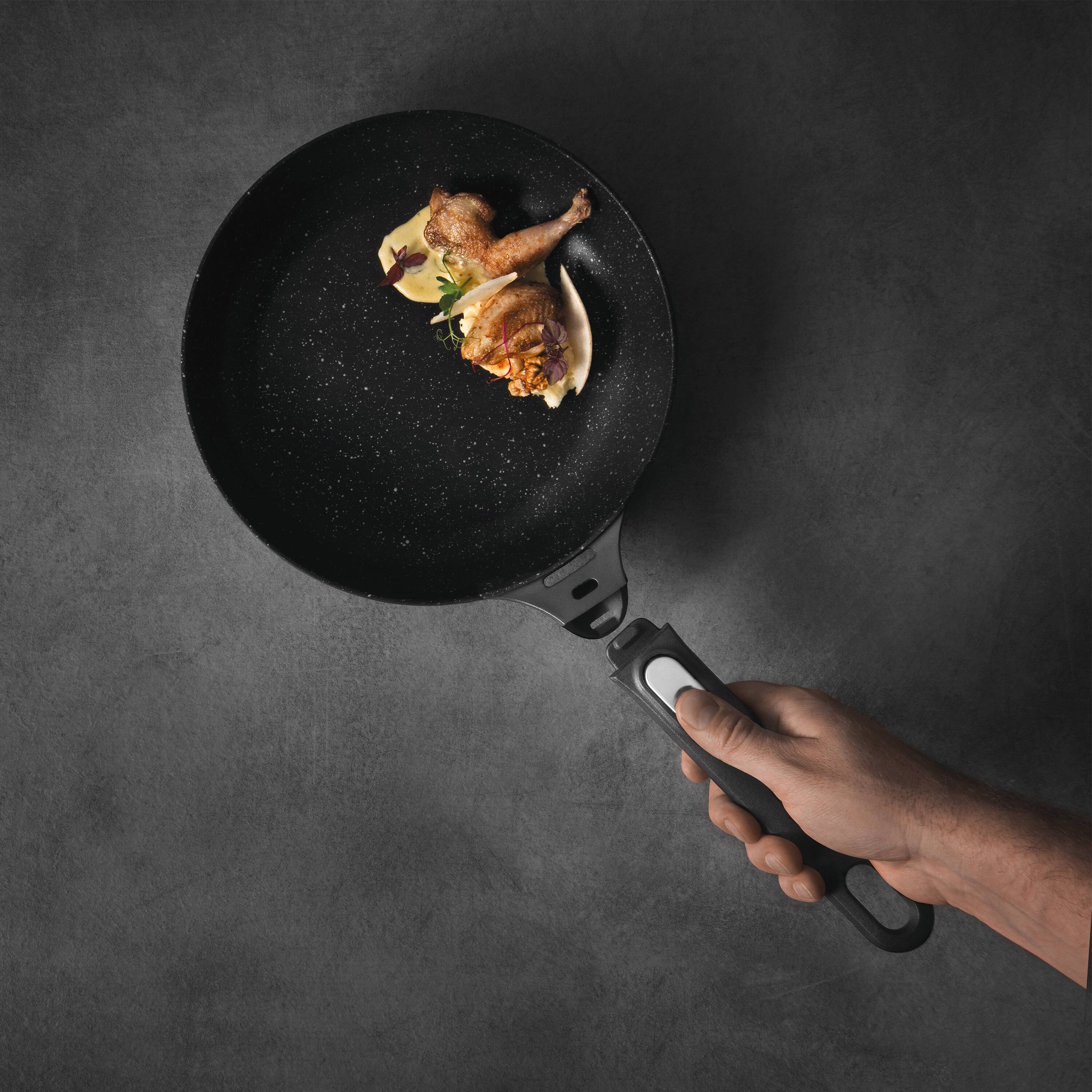 Front. BergHOFF - BergHOFF GEM Nonstick Aluminum 10" Fry Pan, Detachable Handle - Black.