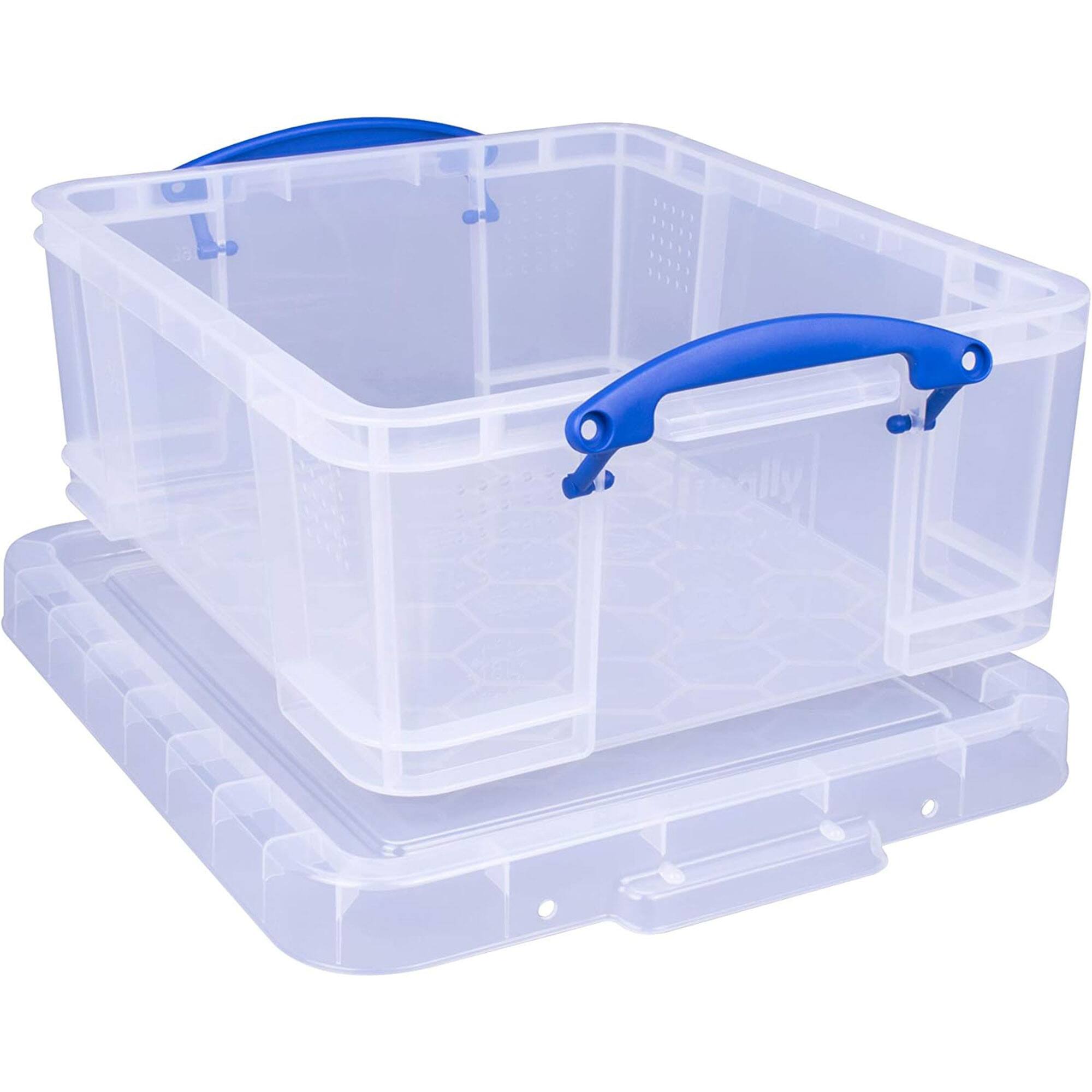 Alt View 7. Really Useful Box - Really Useful Box 18L Storage Container w/Snap Lid & Clip Lock Handle, 8 Pack - Clear.