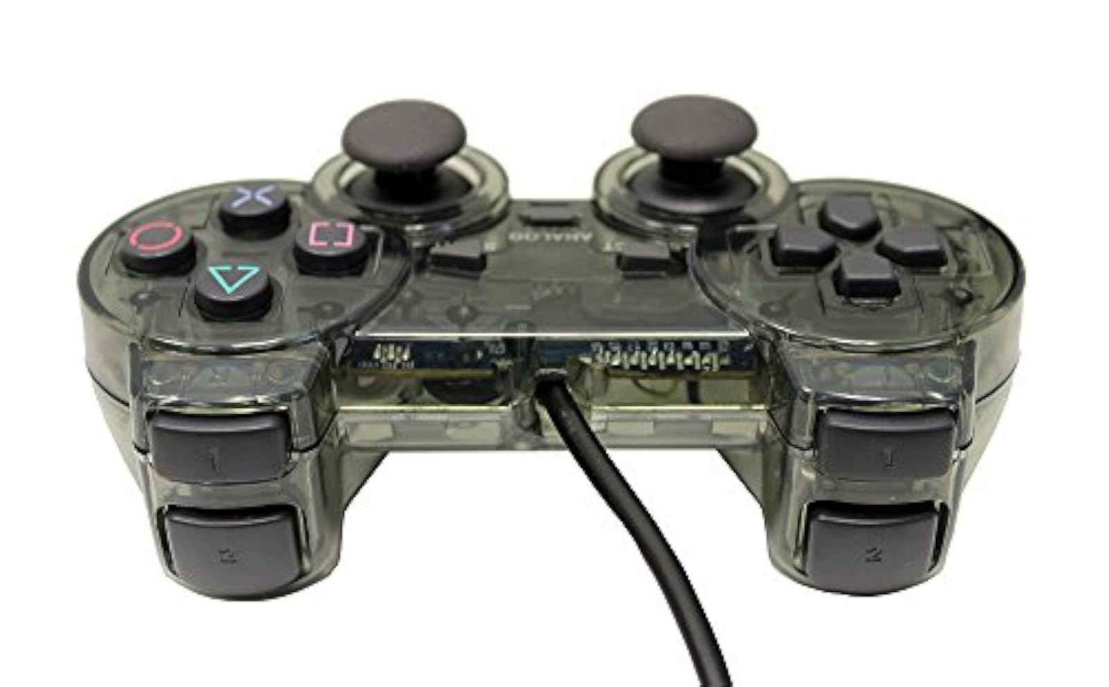 Alt View 2. Mars Devices - Transparent Black Controller for Playstation PS1 PS2 - Black.