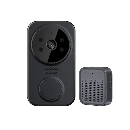 Front. Cluzine - Wireless Doorbell Smart Video Doorbell WiFi Security Camera Two-Way Video Intercom Remote Monitor Tuya Control Black.