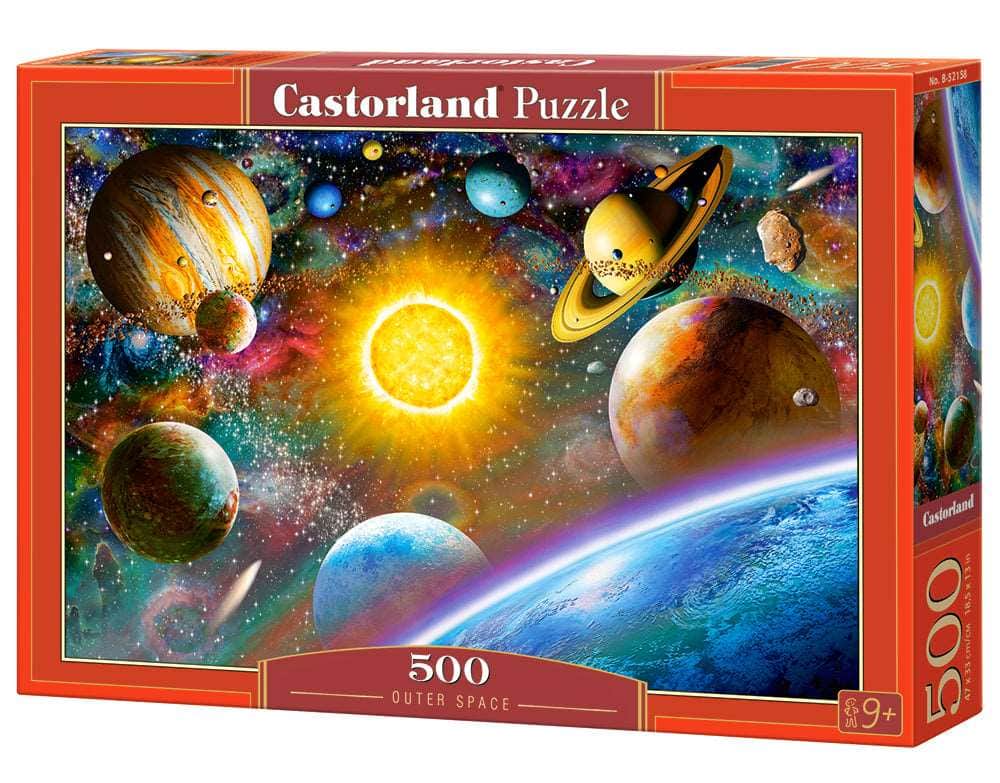 500 Piece Jigsaw Puzzle, Outer Space, Solar System Puzzle with Comets, Galaxies, Castorland B-52158 - Red