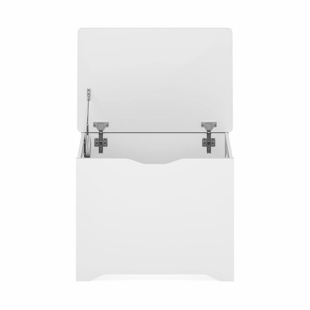 Left. Furinno - BASIC Storage Chest, Storage Bench with Safety Hinged Soft Closed Lid, Storage Box, 15.6 x 23.6 x 18 - White.