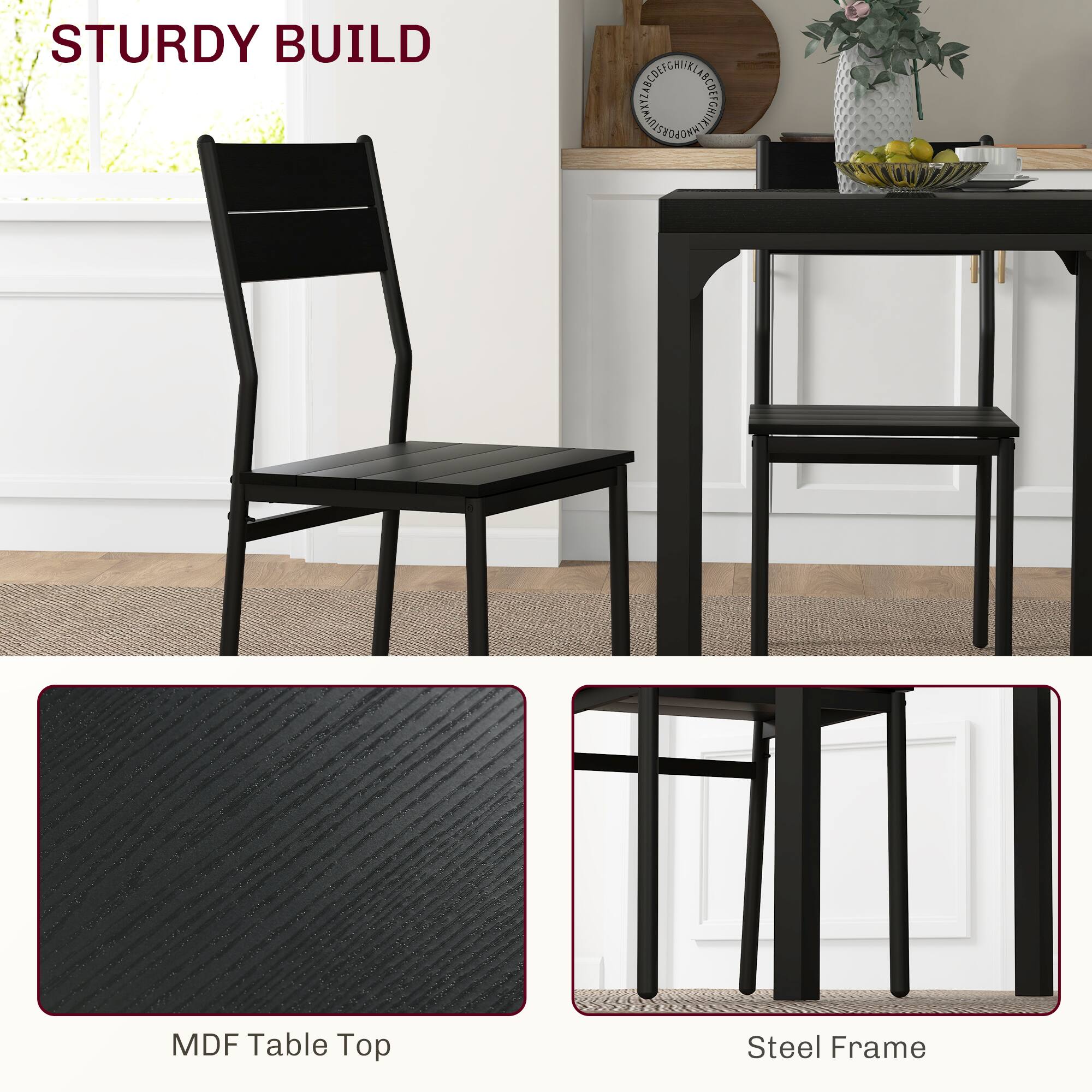 STURDY BUILD MDF Table Top Steel Frame