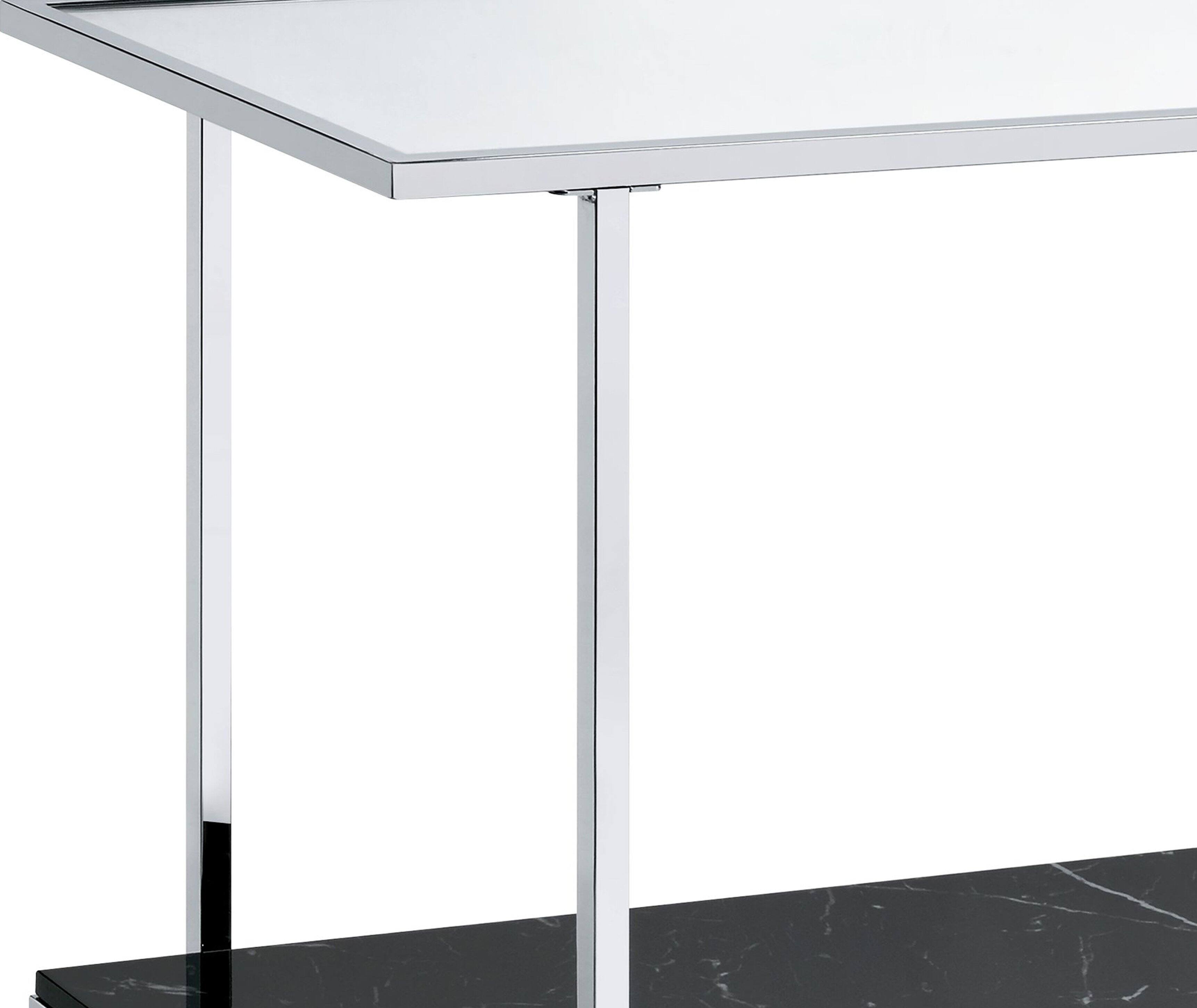 Alt View 2. Manhattan Lane - Console Table with Mirror Top and Faux Marble Open Bottom Shelf - Silver and Black.