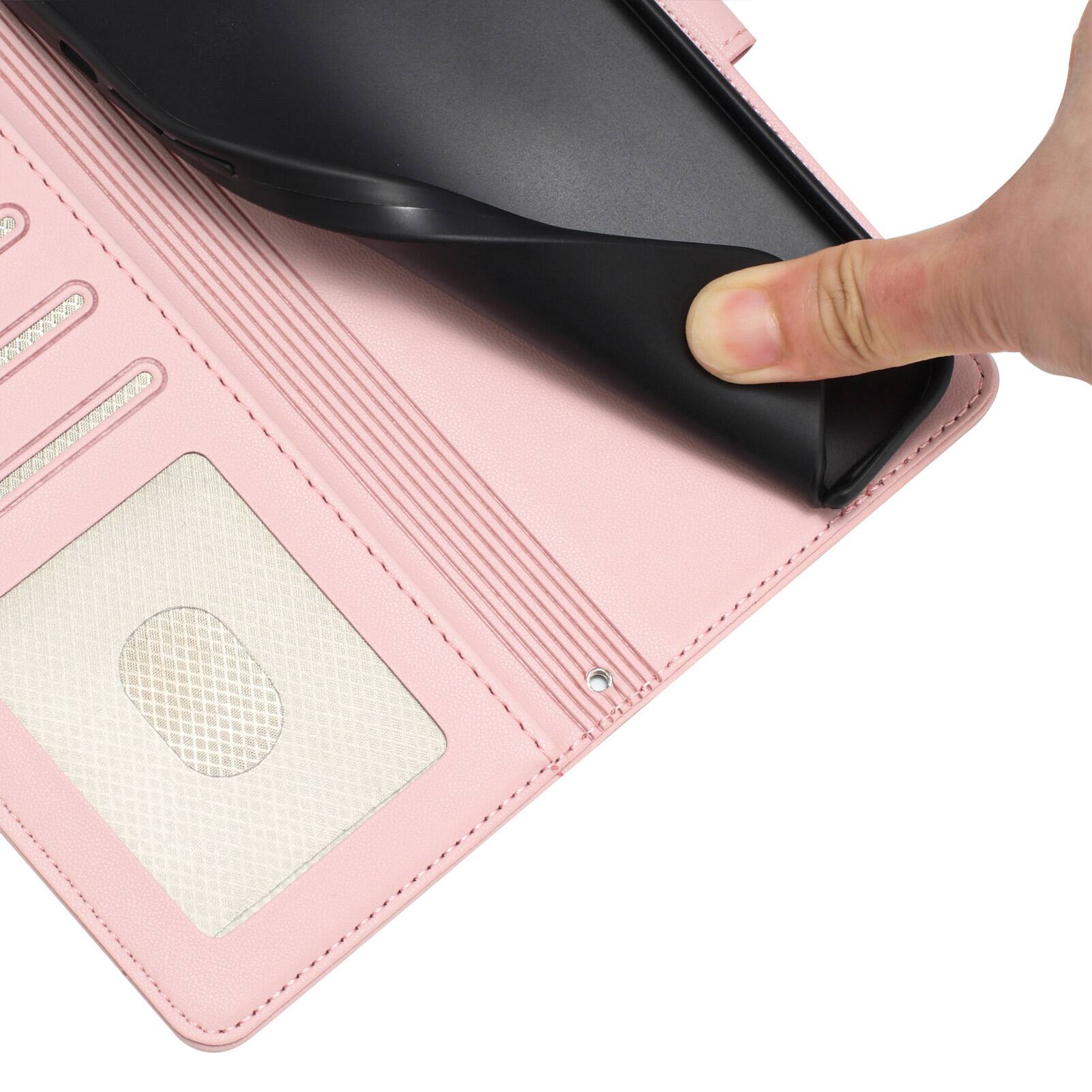 Alt View 1. Dteck - Cat Pattern Crossbody Wallet Case for Samsung Galaxy A37 5G with Card Slots, RFID PU Leather Protective Stand Cover - Pink.