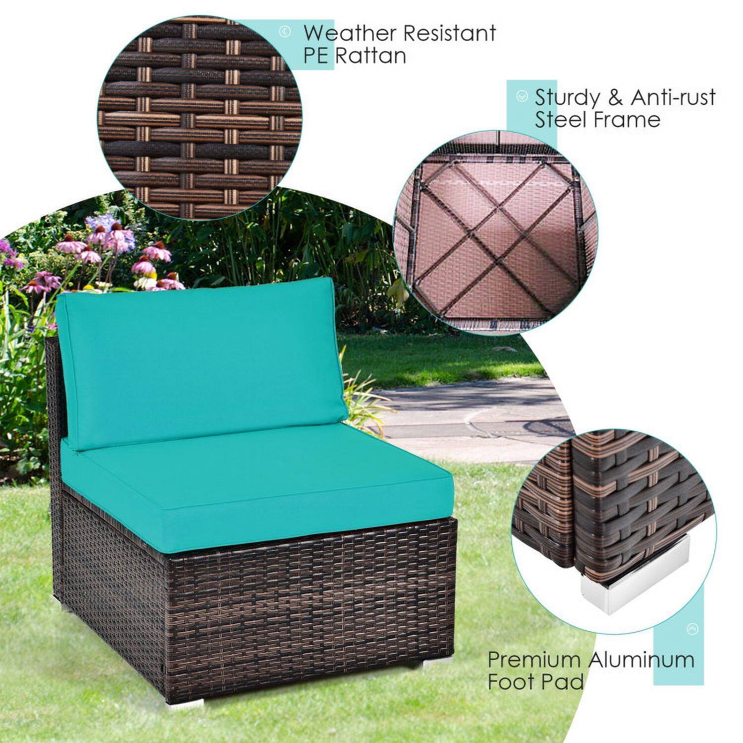 Weather Resistant PE Rattan  
Sturdy & Anti-rust Steel Frame  
Premium Aluminum Foot Pad