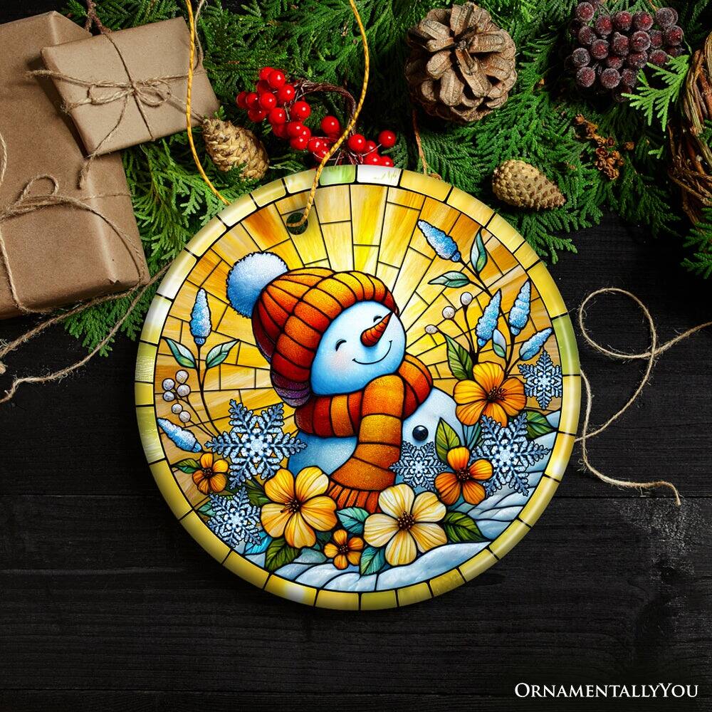 Back. OrnamentallyYou - Warm Winter Glow Snowman Ornament Vibrant Holiday Charm for Festive Decor - Multi-colored.