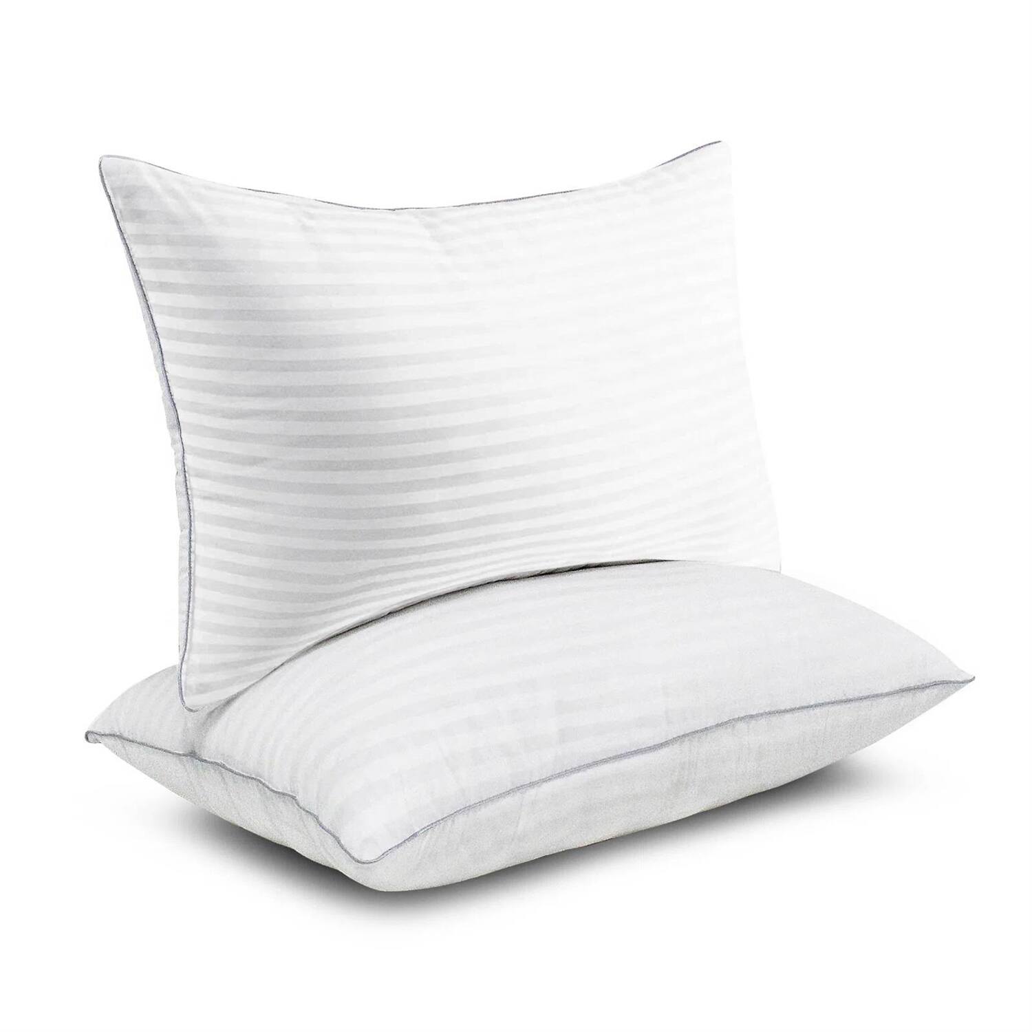 Hivvago - Set of 2 Machine Washable Down Alternative Bed Pillow with Cotton Cover - Queen - White