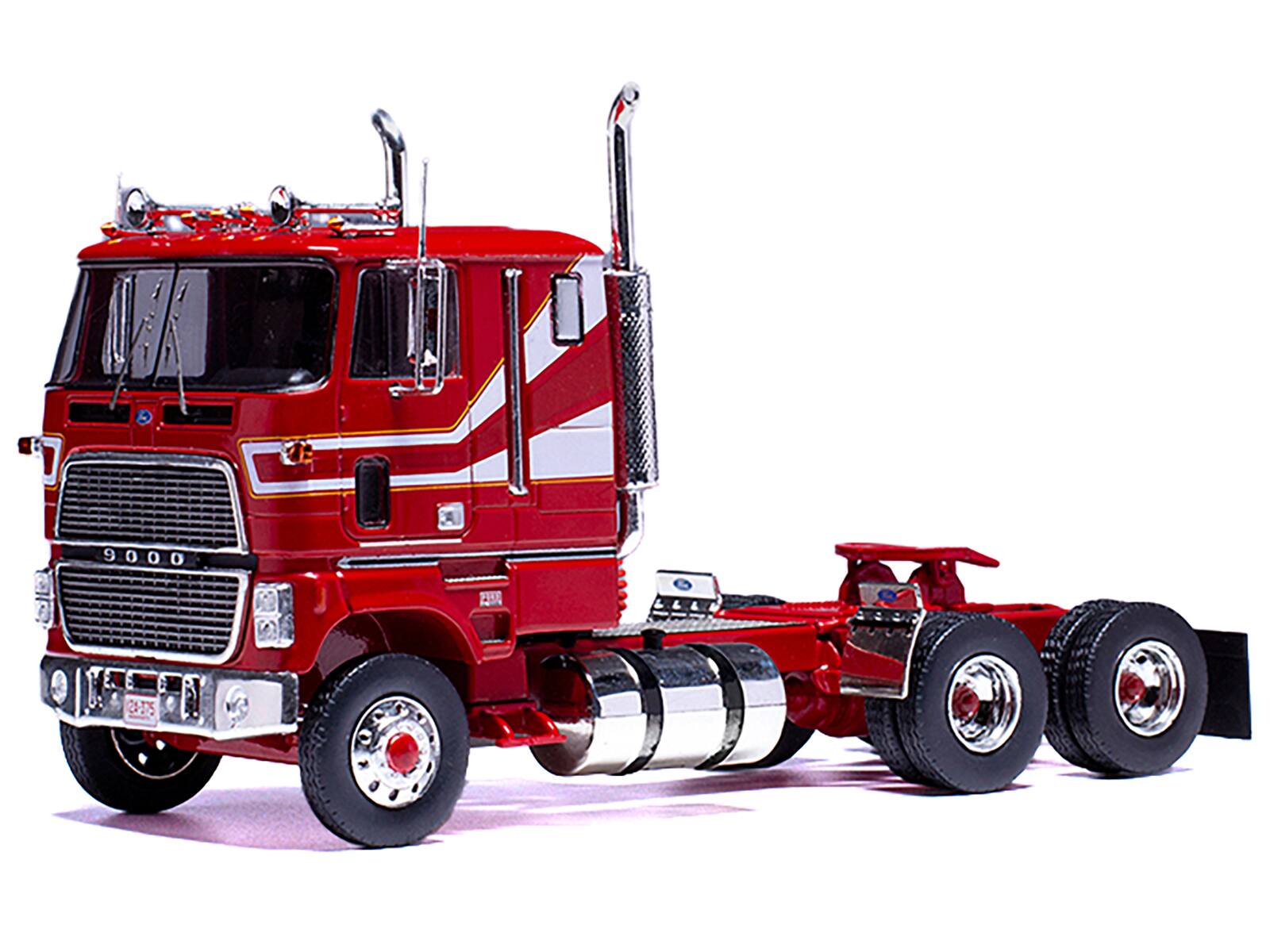 Angle. IXO - 1976 Ford CL 9000 Truck Tractor Red with White Stripes 1/43 Diecast Model by IXO Models - Red with White.
