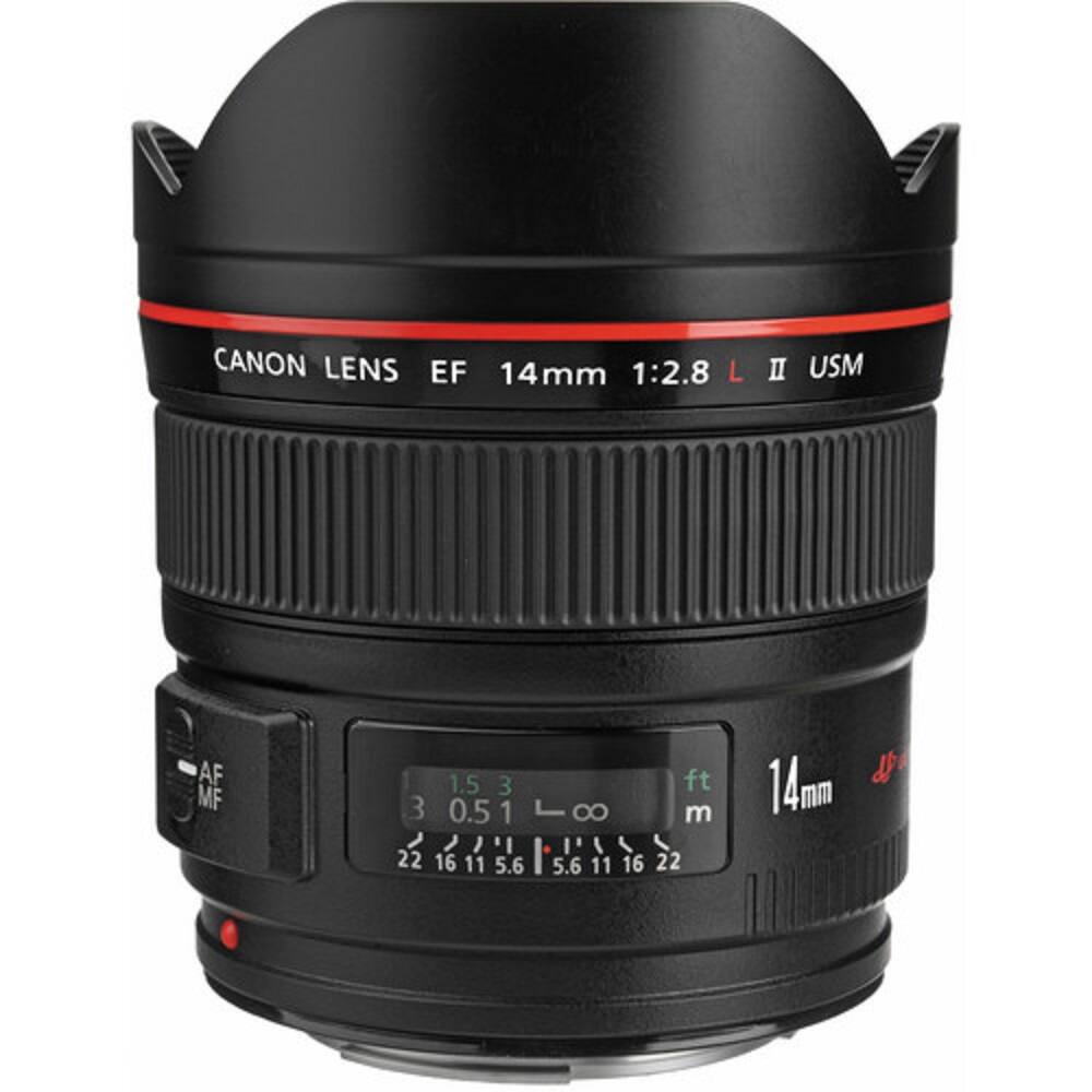 CANON LENS EF 14mm 1:2.8 L II USM AF MF 1.5 3 ft 3 0.5 1 8 m 22 16 11 5.6 5.6 11 16 22 14mm