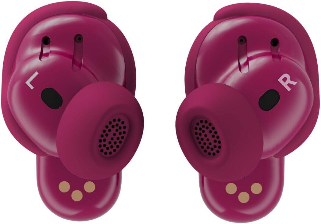 Left. Bose - Bose QuietComfort Ultra Earbuds (2nd Gen) Bundle with Fast Charger - Noise Cancelling (Deep Plum) - Deep Plum.