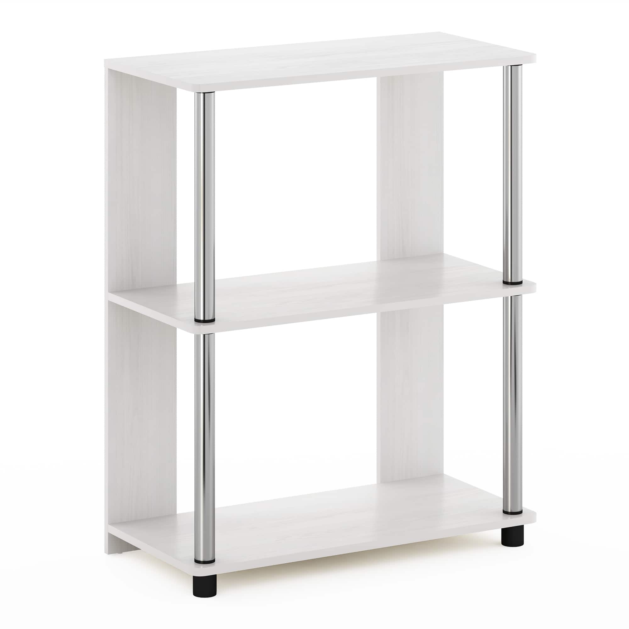 Photos - Display Cabinet / Bookcase Oak Furinno - JAYA Simple Design Bookcase, White  - White /Stainless Steel 