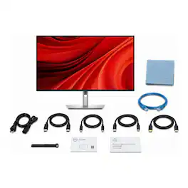 Bundle - Dell - Pro 32 Plus 4K USB-C Hub Monitor P3225QE with ZoomSpeed HDMI & Ethernet Cables + AOM Cleaning Cloth