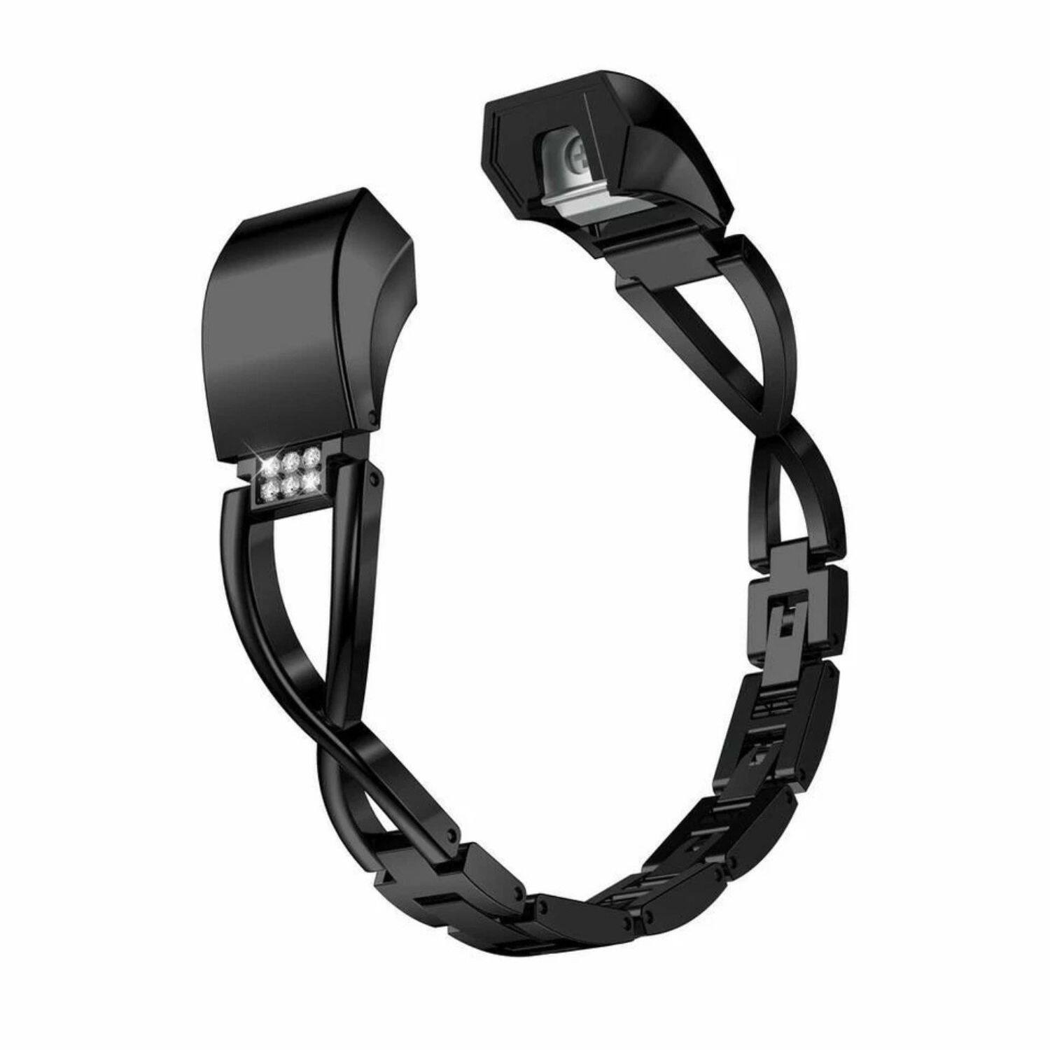 Front. Stock Preferred - Crystal Diamond Stainless Steel Replacement Band for Samsung Galaxy Watch 4/5 – Luxury Rhinestone Bracelet Strap - Black.