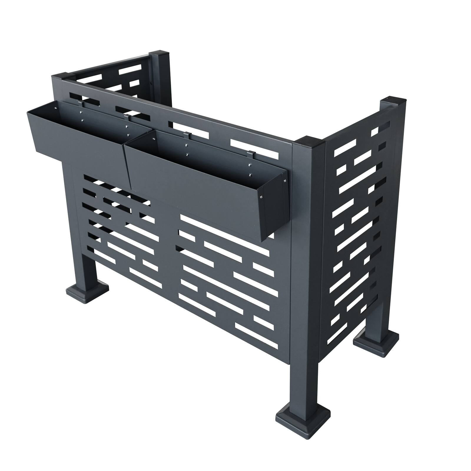 Front. Mondawe - 4ftx2ft Air Conditioner Fence for Outdoor Units - Charcoal.