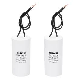 Unique Bargains - 2pcs 45uF CBB60 Running Capacitor, AC 450V 2 Wire for Air Compressor, Washing Machine, Refrigerator, Air Conditioner - White