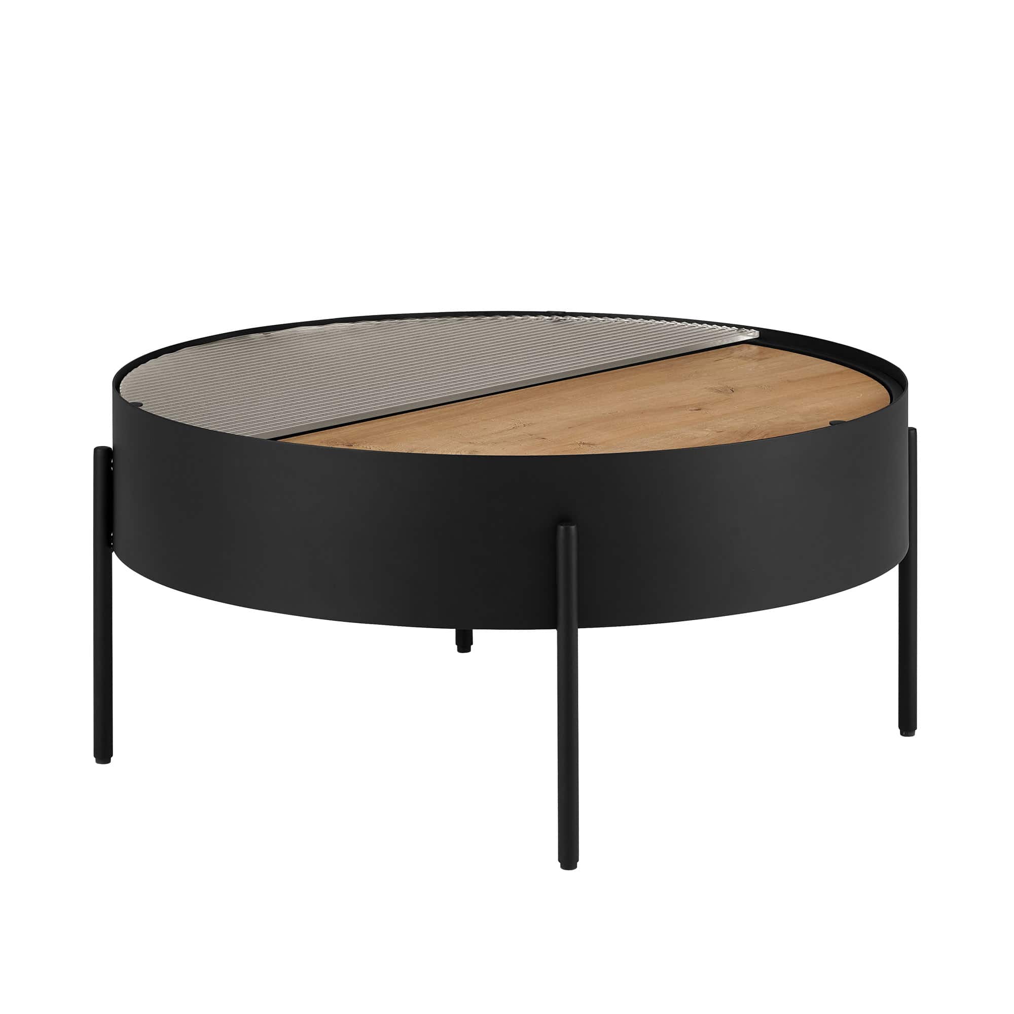 Left. Walker Edison - Modern Sliding-Top Coffee Table - Black.