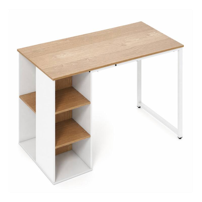 Alt View 3. WELLFOR - 45.5" Computer Desk with 5 Side Storage Shelves, Writing Table Workstation for Home Office - Natural.