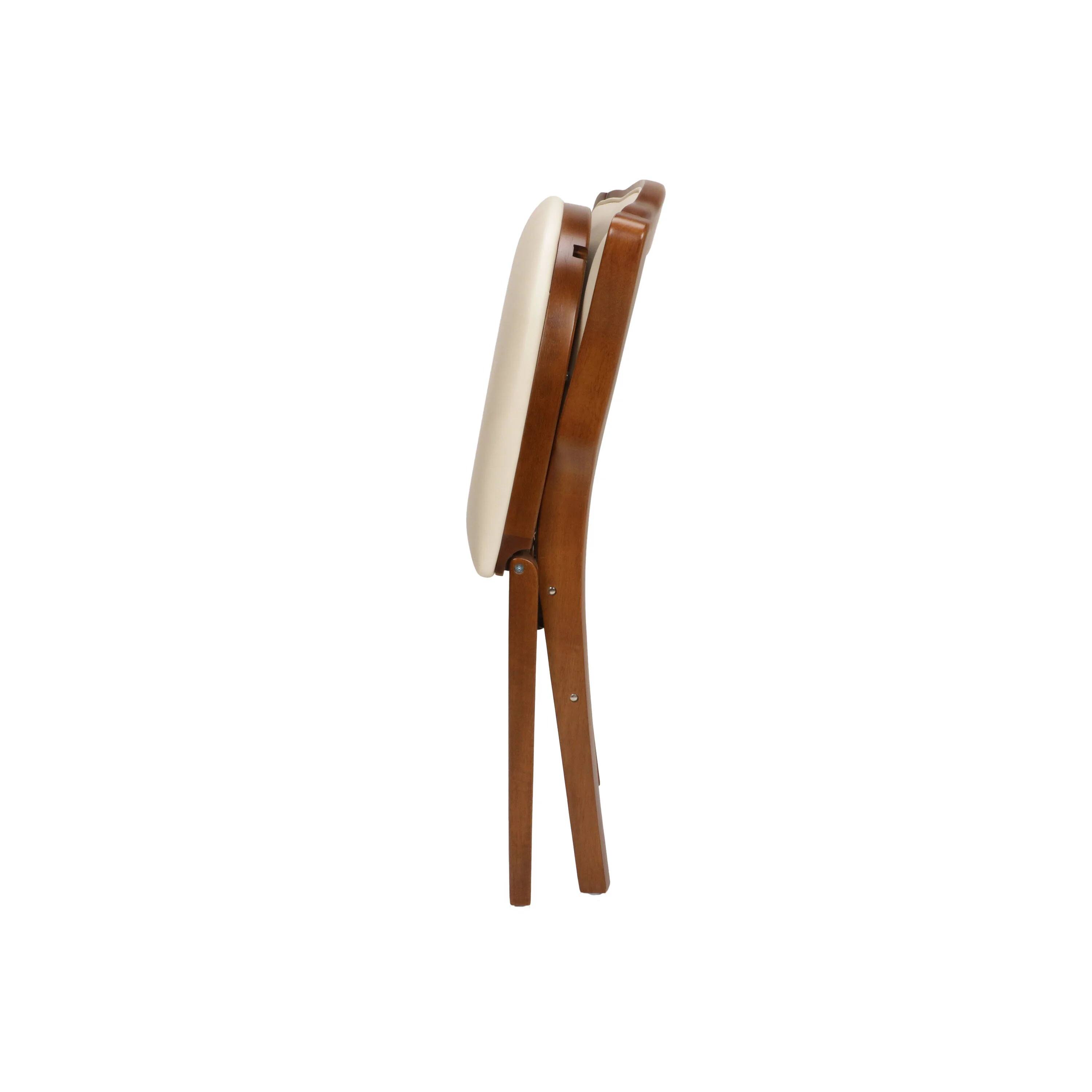 Alt View 3. Stakmore - Stakmore French Upholstered Folding Chair, Fruitwood Frame with Off White Vinyl - Brown.