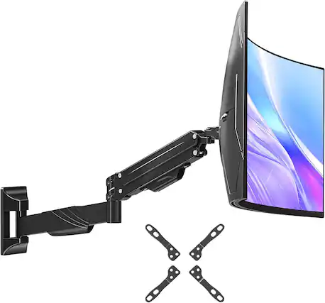 Front. FINEAK - Monitor Arm Wall Mount for 17-43" Ultrawide Screens - Black.