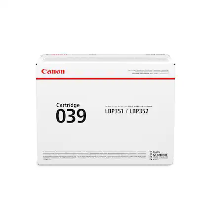 Canon Cartridge 039
For use with: LBP351 / LBP352
Canon Genuine Toner Cartridge
Made in Paris