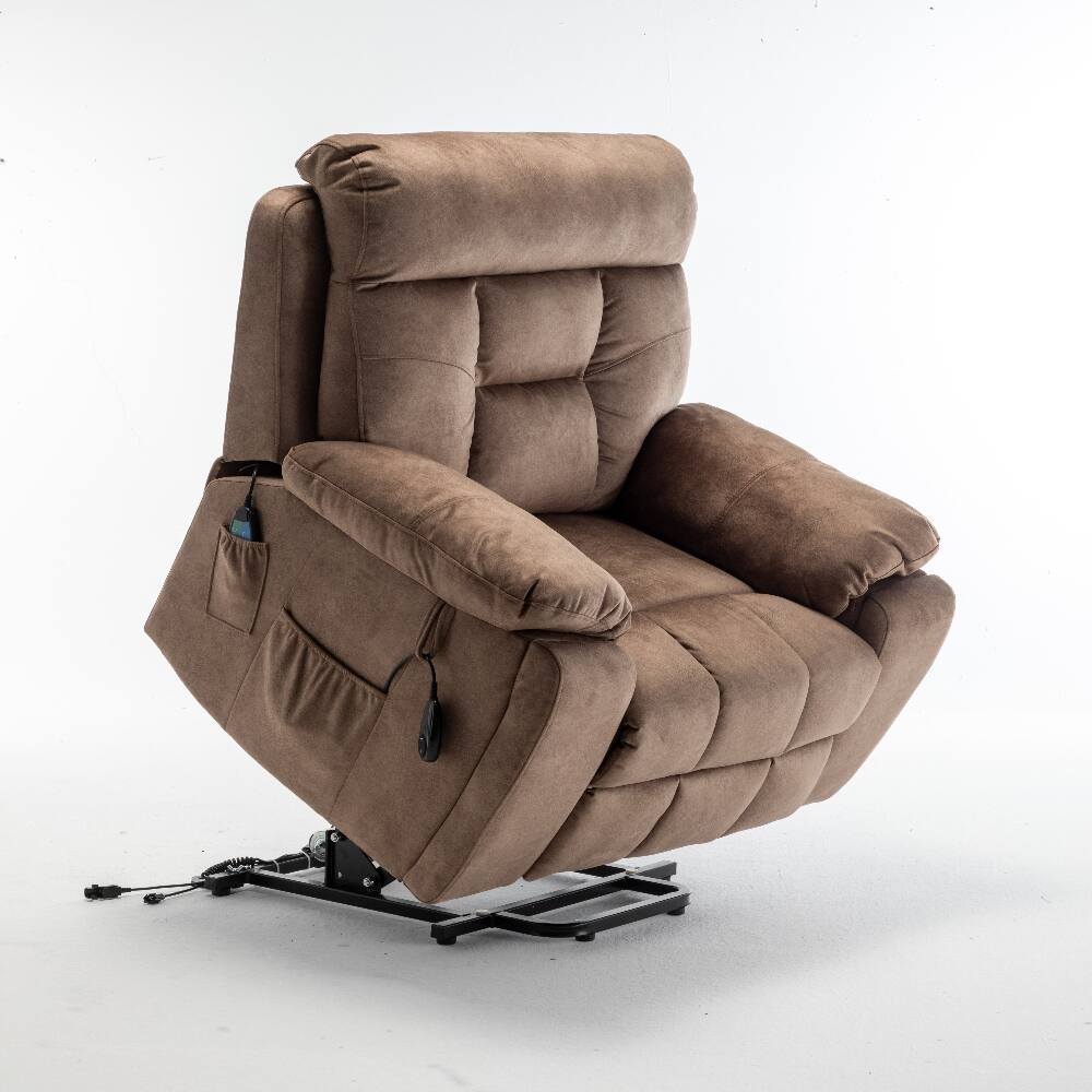 Alt View 4. Loheer - Loheer Power Lift Recliner Electric Reclining Chair Massage Heat - Brown.