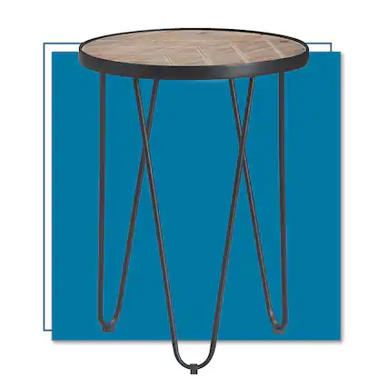 Front. Click Decor - Click Decor Farmhouse Side Table, Wood and Black Metal - Wood and Black Metal.