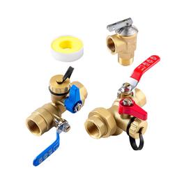 VEVOR - Water Heater Kit, 3/4 Inch Tankless Water Heater Service Valve Kit with 2PCS 3/4″ NPT to 3/4″ NPT Isolation Valves - Copper
