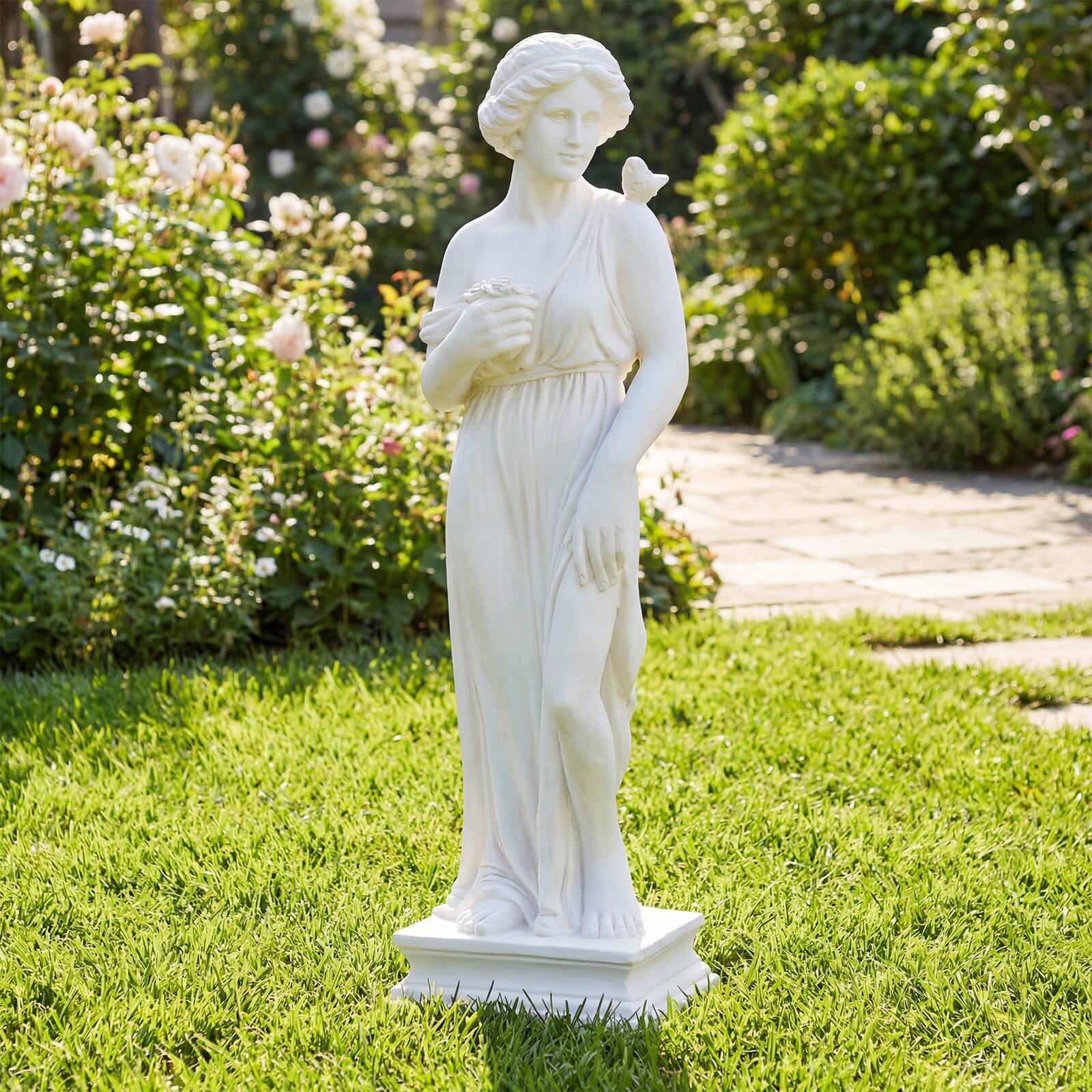 Alt View 1. Costway - Costway MgO Garden Goddess of Greek Mythology Sculpture with Antique Finish, Column Base - White.