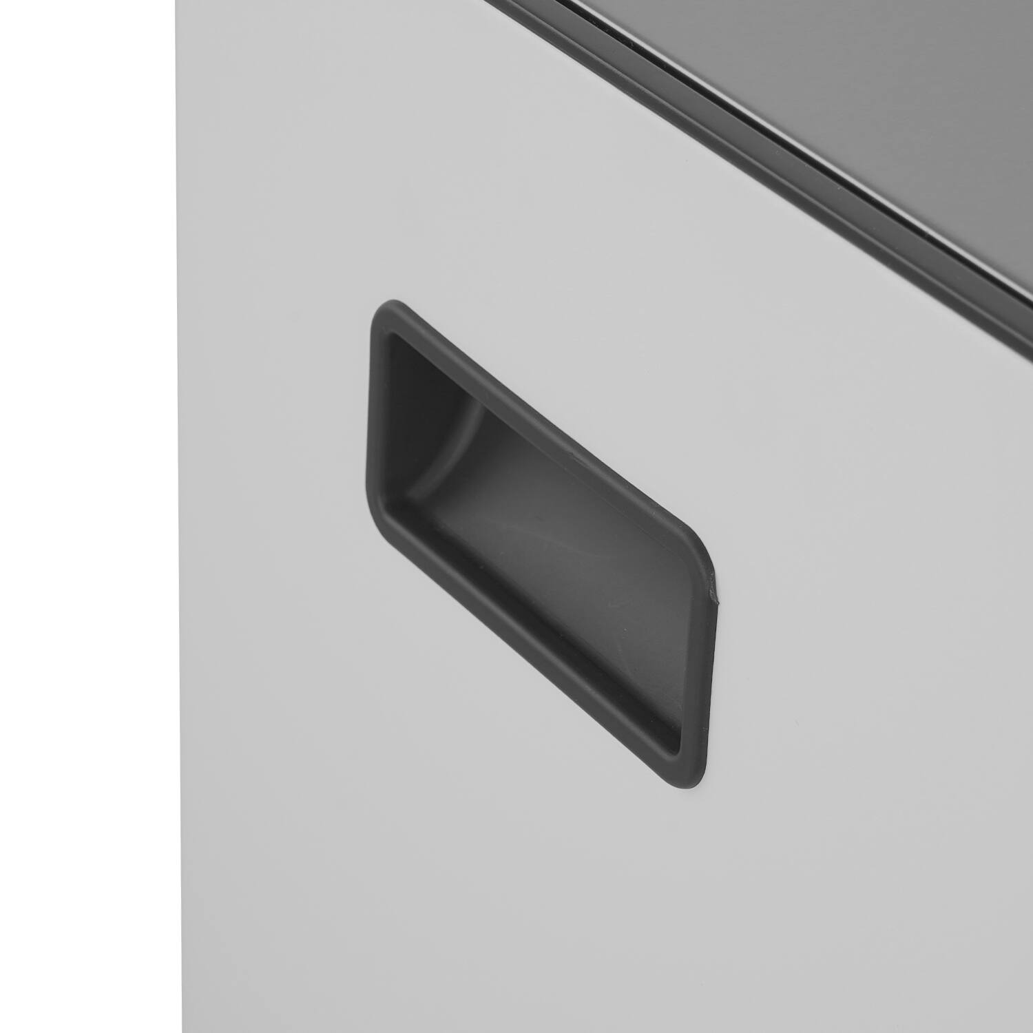 Back. Innovaze - 15.6 Gallon Rectangular Stainless Steel Recycle Step-on Trash Can with Dual 30 liter + 30 liter Compartments for Kitchen - Matt White.