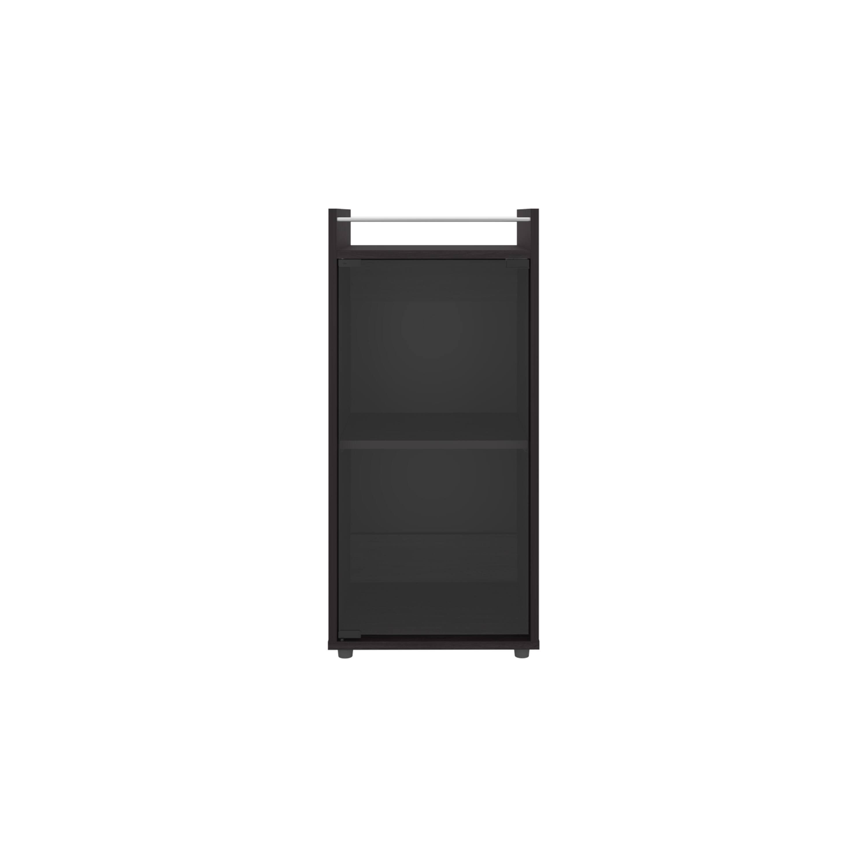Alt View 2. TuHome - Theba Minibar Cabinet Two Doors, Open Shelf and Compact Design, Modern Bar Storage, Bar Room - Black.