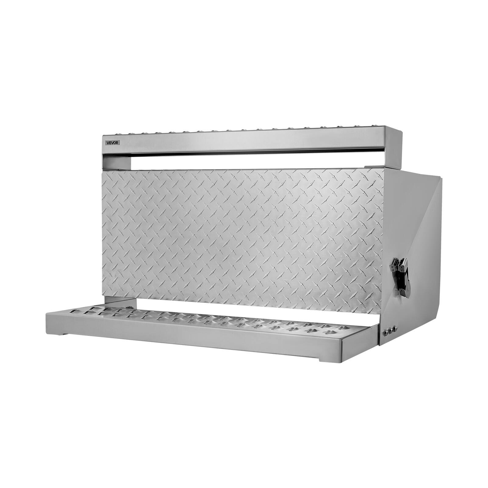 Alt View 5. VEVOR - Semi-Truck Step Tool Box, 31" x 30" x 19" Heavy Duty Aluminum Diamond Plate Toolbox, Waterproof Cab Entry Step Storage - Silver.