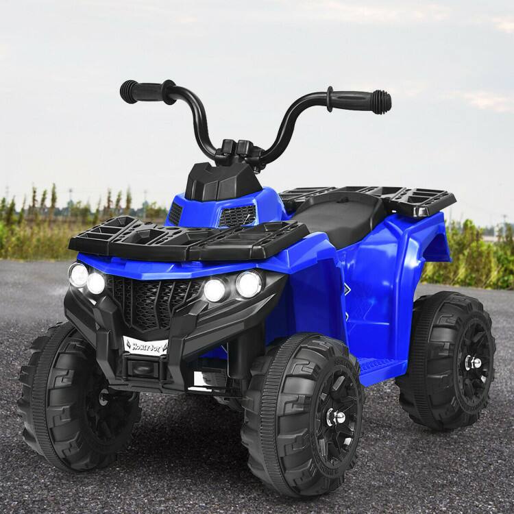 Angle. SlickBlue - 6V Battery-Powered Kids Electric Ride-On ATV for Outdoor Fun - Blue.