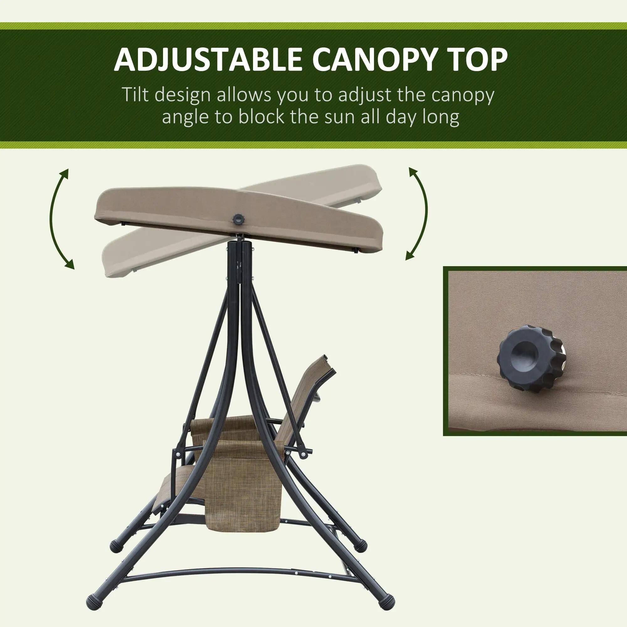ADJUSTABLE CANOPY TOP

Tilt design allows you to adjust the canopy angle to block the sun all day long.