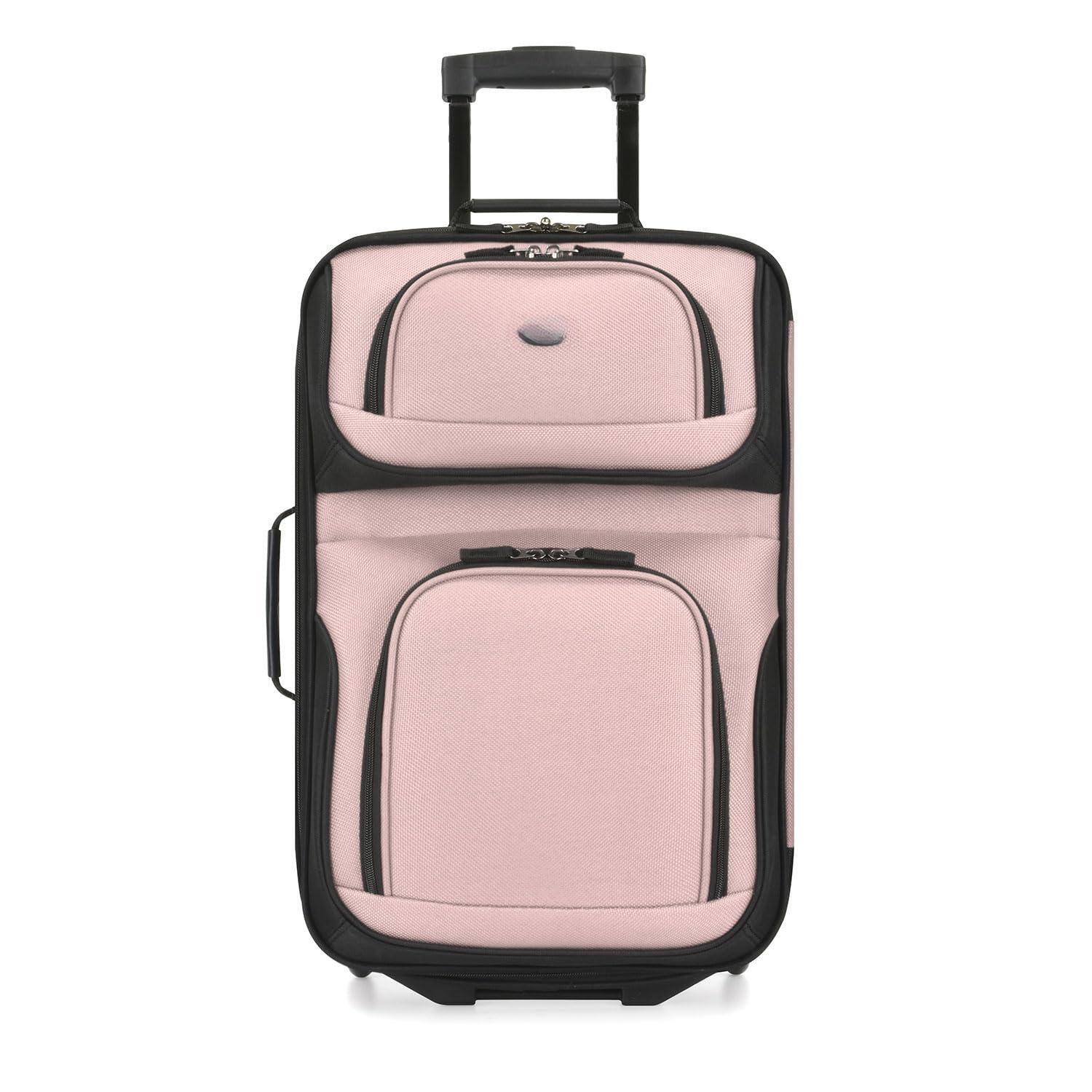 Alt View 2. Dapper Styles - Lightweight Rolling 20" Carry On Luggage Softside Suitcase Pink 2 Wheel Single - Red-2 Wheel Single.