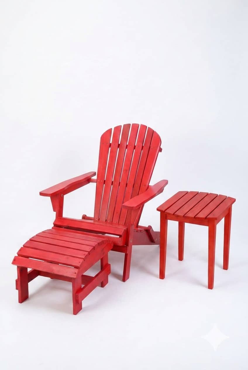 Jiallo - Grand Collection Folding Large Size Adirondack Chair Pine Wood - Red