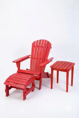 Jiallo - Grand Collection Folding Large Size Adirondack Chair Pine Wood - Red