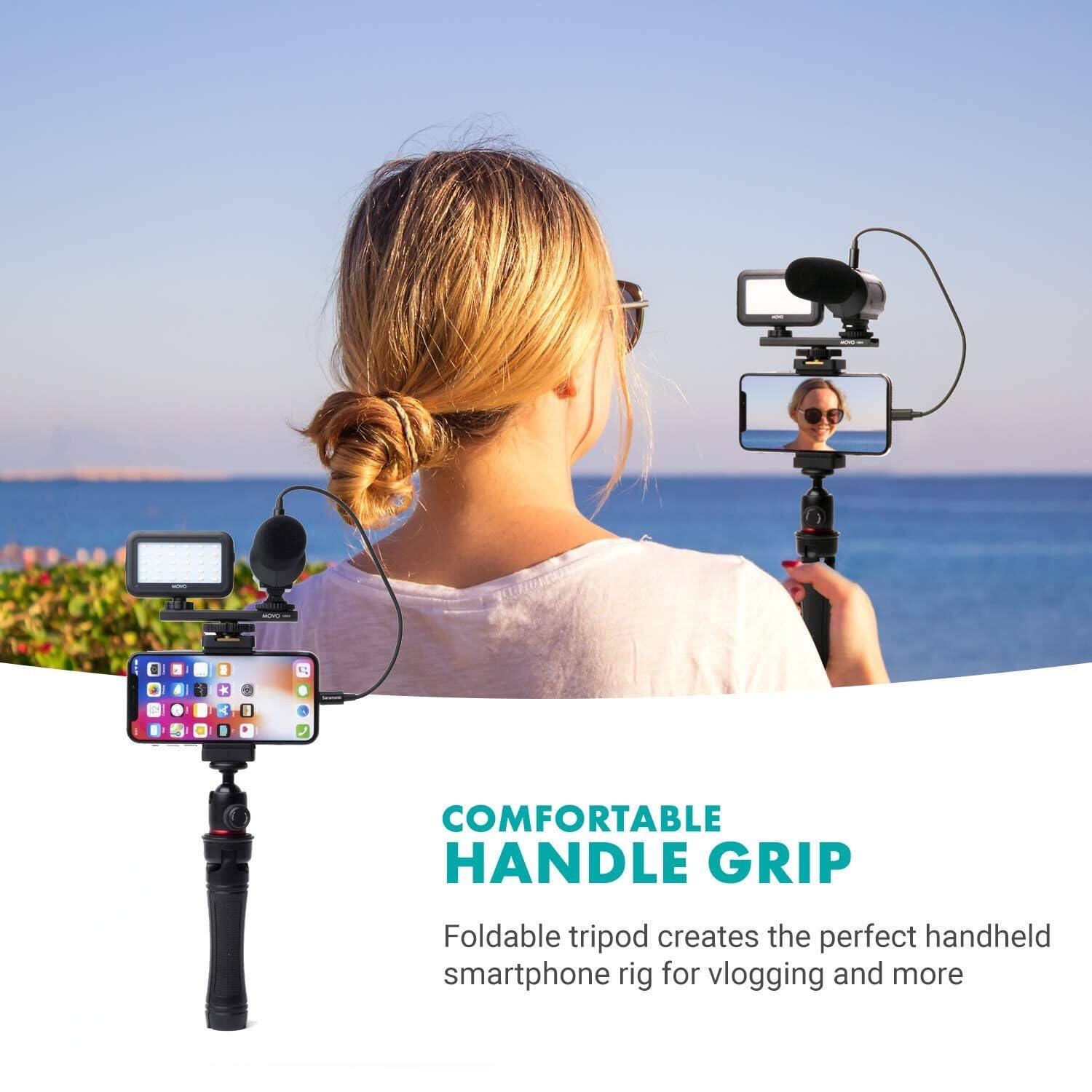 COMFORTABLE HANDLE GRIP

Foldable tripod creates the perfect handheld smartphone rig for vlogging and more