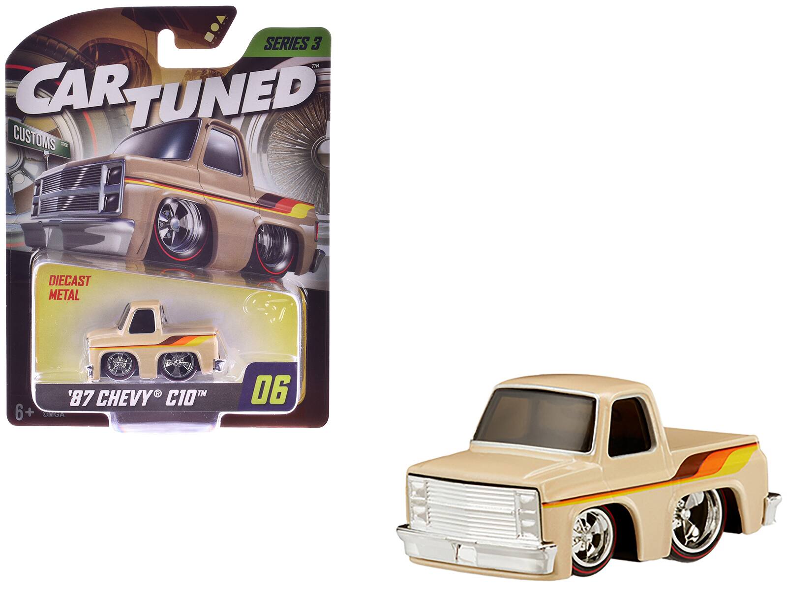 SERIES 3
CAR TUNED CUSTOMS
DIECAST METAL
'87 CHEVY C10™
06
6+