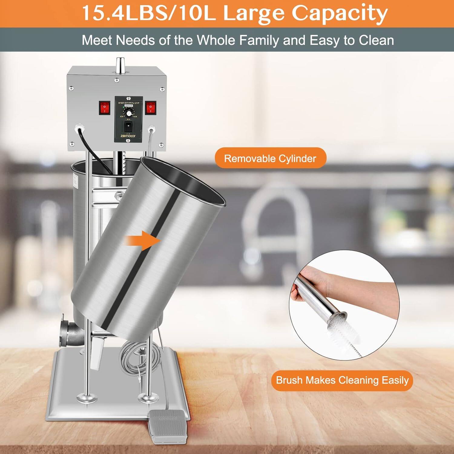 15.4LBS/10L Large Capacity  
Meet Needs of the Whole Family and Easy to Clean  

- Removable Cylinder  
- Brush Makes Cleaning Easily