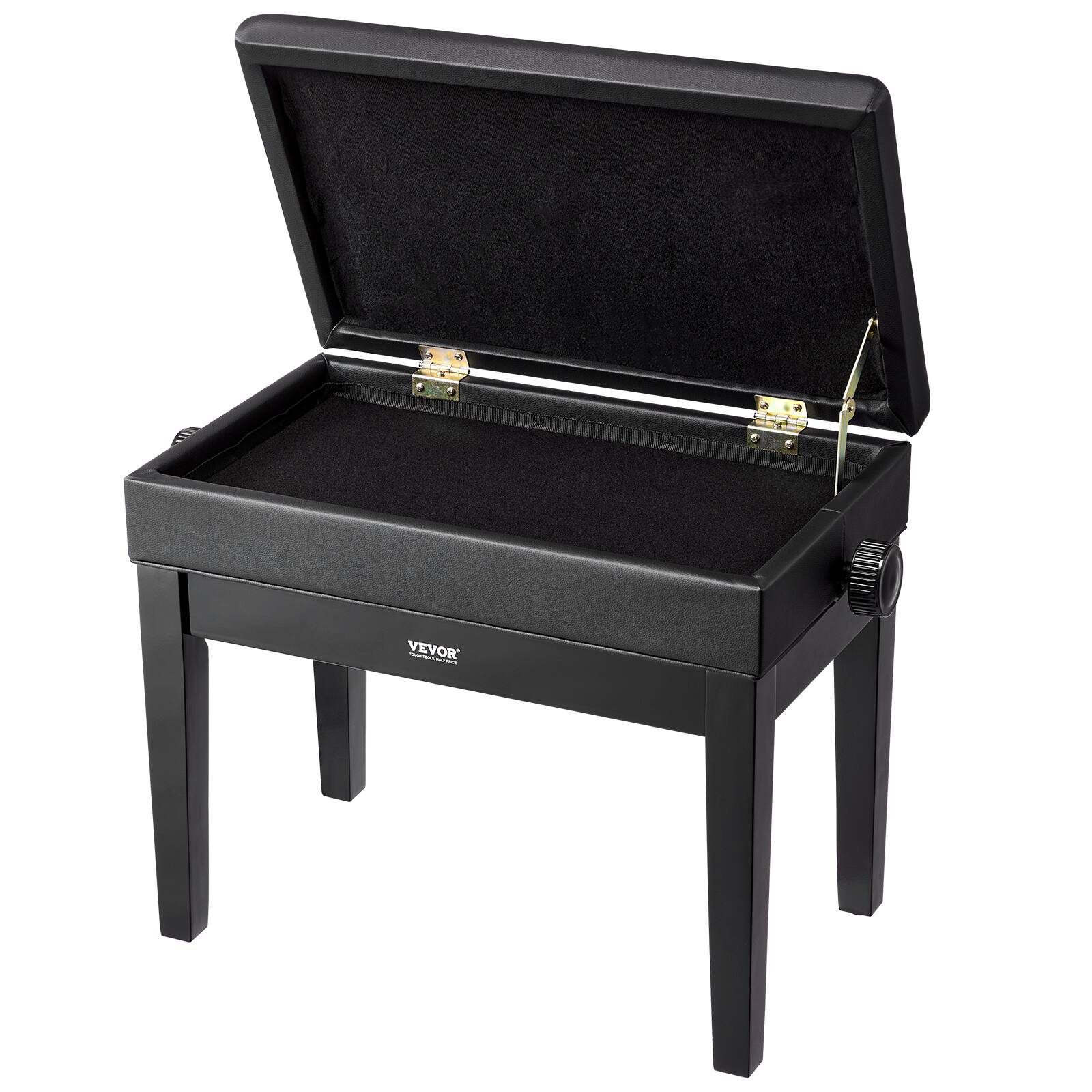 Alt View 5. VEVOR - Piano Bench,22" x 13" x 19.3", Keyboard Piano Chair with 19.3"-22.8"Adjustable Height,Padded Cushion,Storage Compartment - Black.
