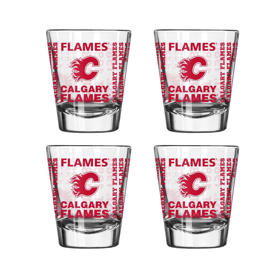 Calergry Logo Brands Calgary Flames 4 Pack 2oz. Shot Glass Set Multicolor ...