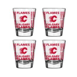 Logo Brands - Calgary Flames 4-Pack 2oz. Shot Glass Set - Multicolor